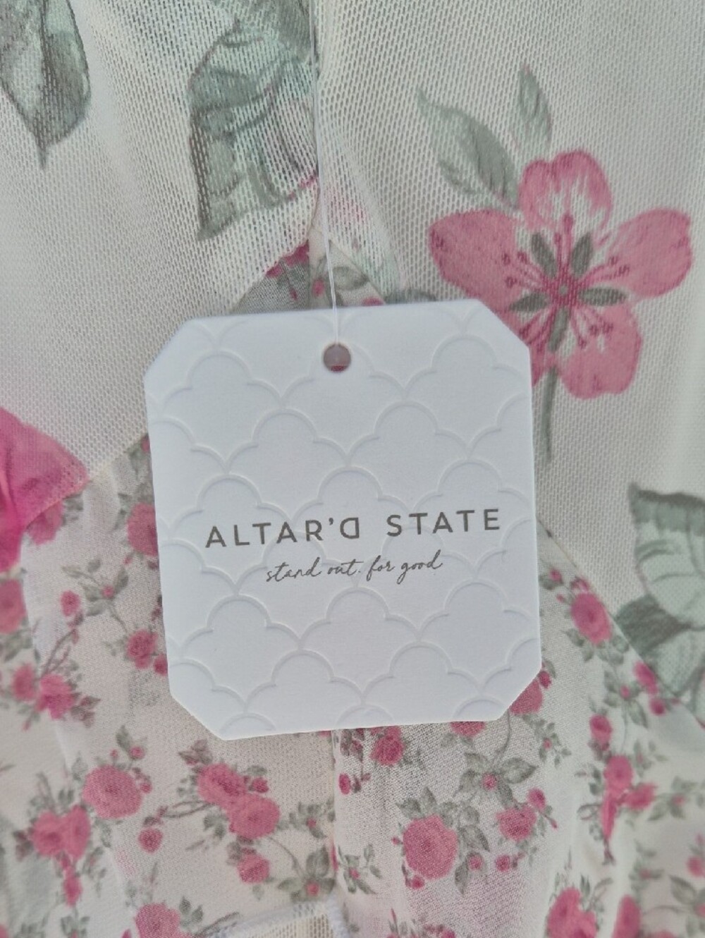 **NWT**Altar'd State Floral Ruffle Maxi Dress - White & Pink - Picture 3 of 8